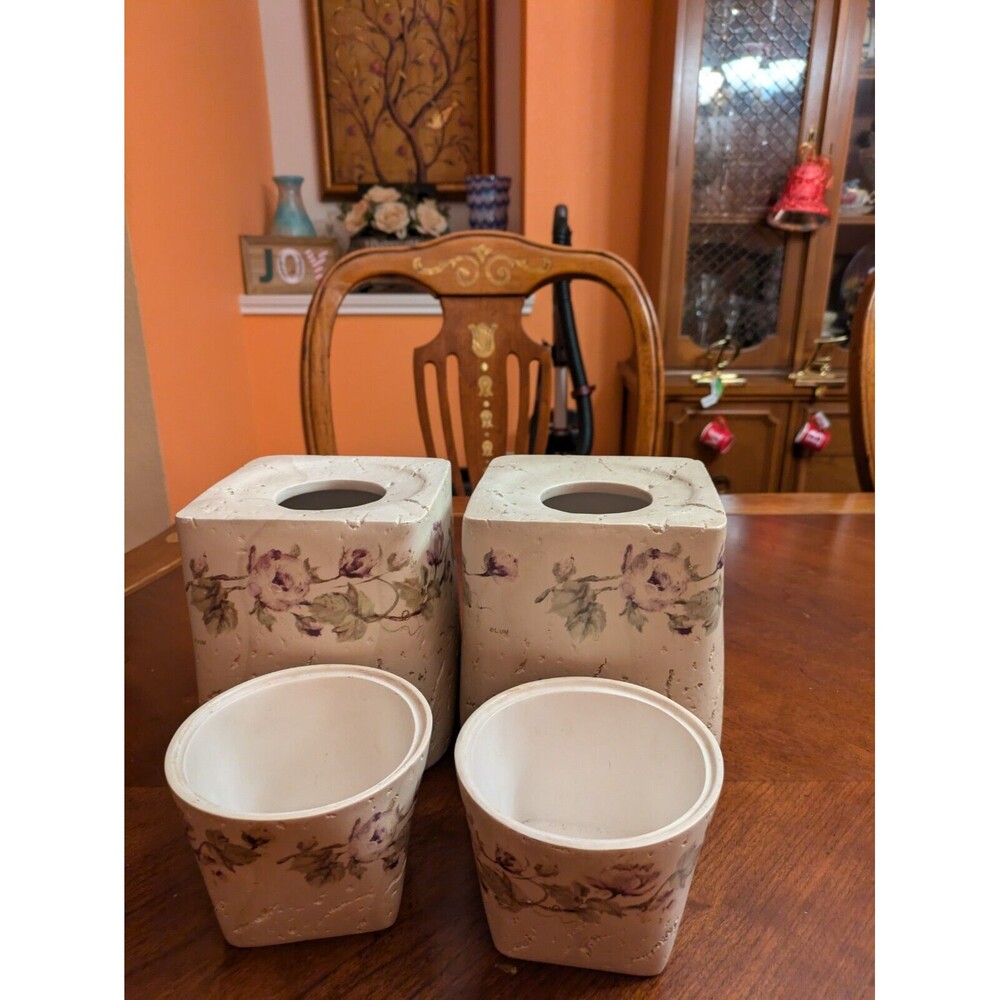 4 Croscill Rose Trail Floral Purple Bath Accessories